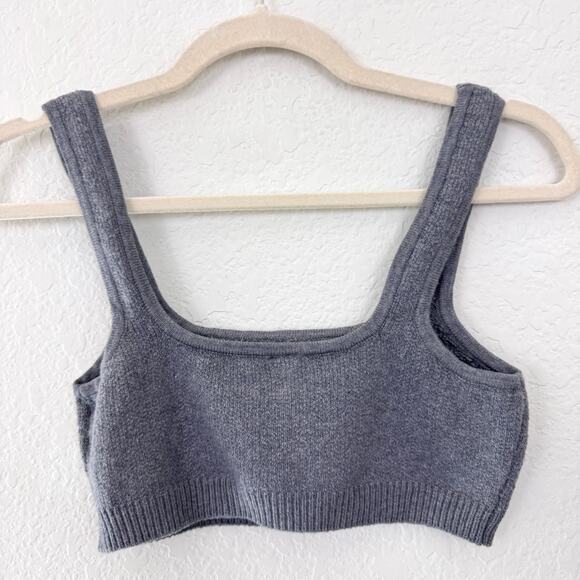 Skims Womens Textured Knit Bralette Size L Intimates Casual Dark Heather Gray - Picture 3 of 11